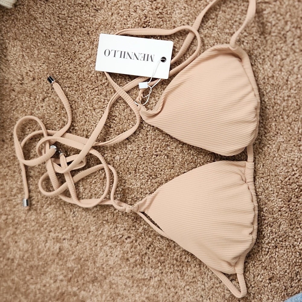 Mennillo Layla Bikini Top Biege Rib - Picture 2 of 3